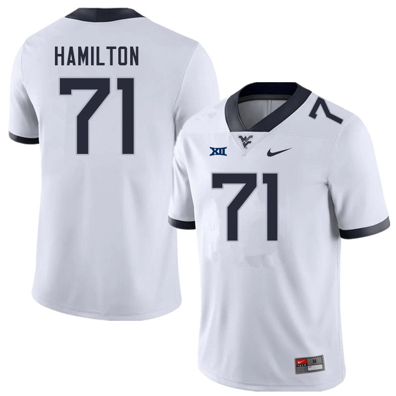 Men #71 Maurice Hamilton West Virginia Mountaineers College Football Jerseys Sale-White